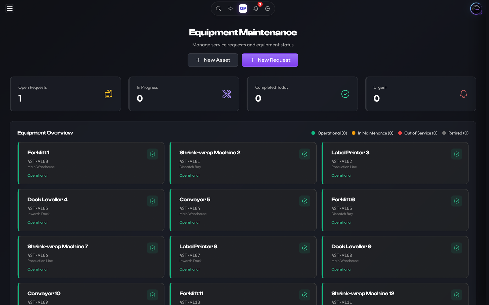 Maintenance Management, OpsUI product screenshot