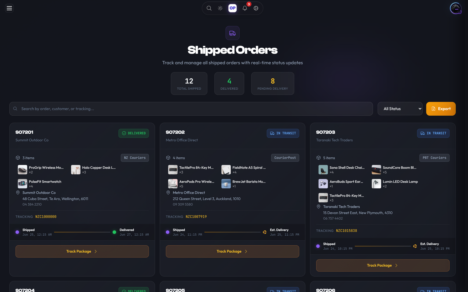 Shipping/Outbound, OpsUI product screenshot